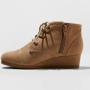 Girls Tan Micro wedge booties